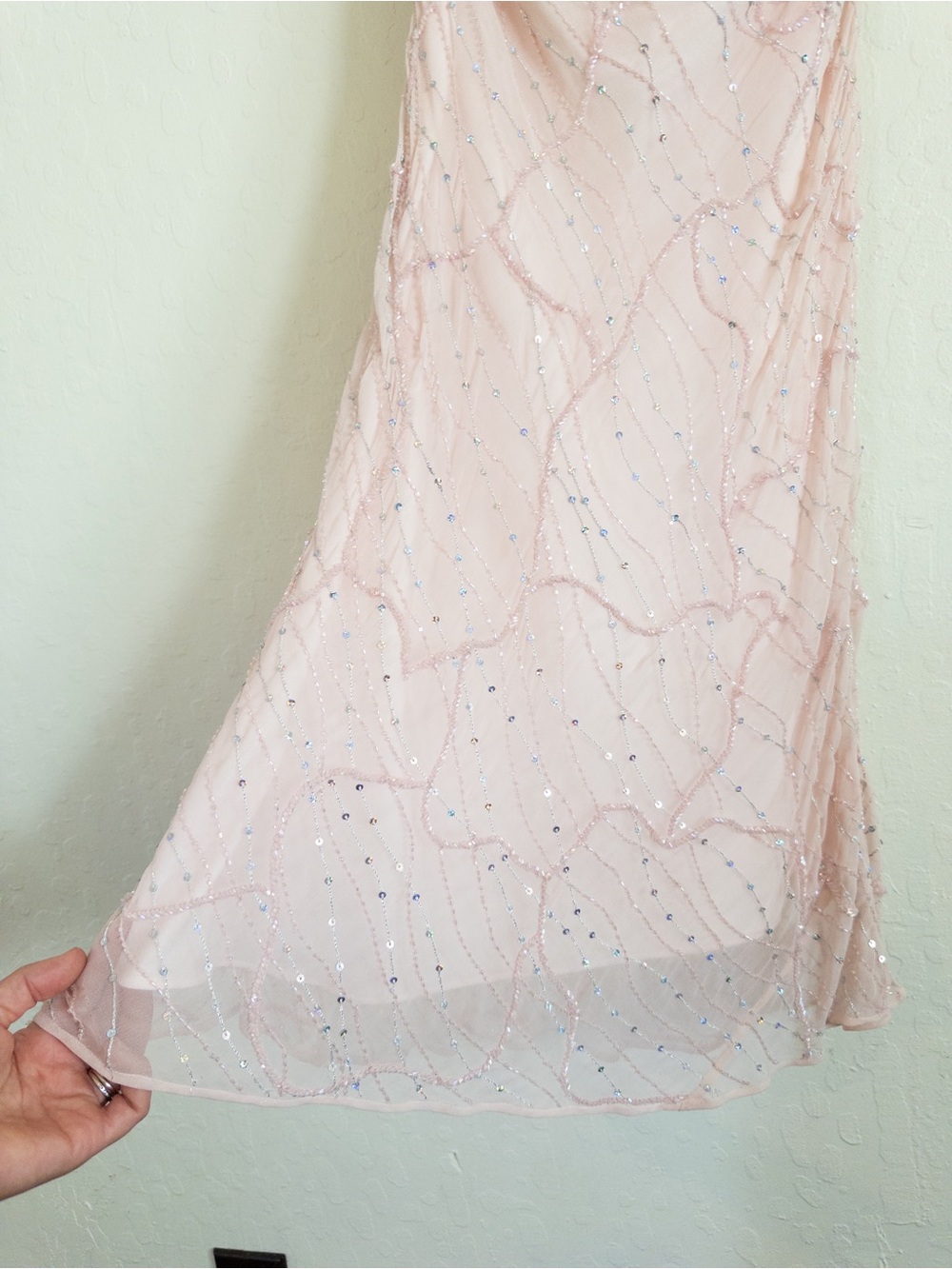 Vintage Y2K Cache 100% Silk Beaded Halter Neck Open Back Midi Dress 4 Party - Picture 3 of 8